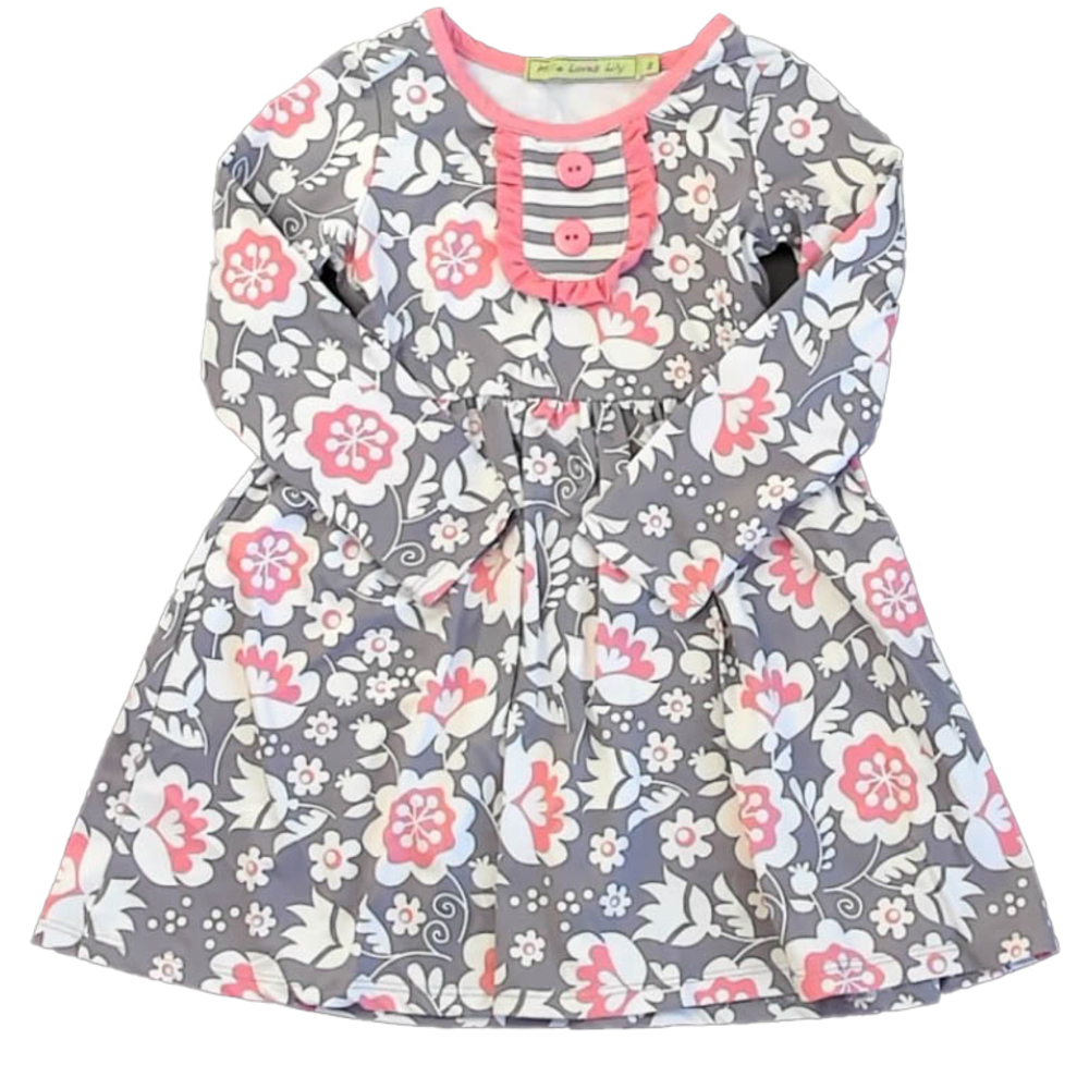 Millie Loves Lily Girls Gray | Pink Dress size: 3T